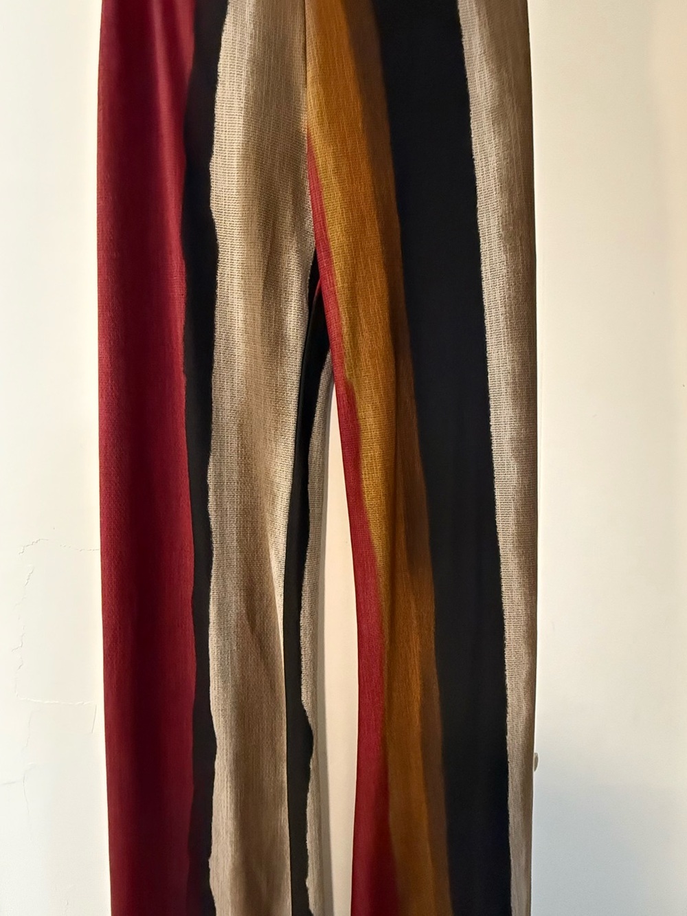 Striped Wide-Leg Knit Pants in Burgundy, Mustard & Black